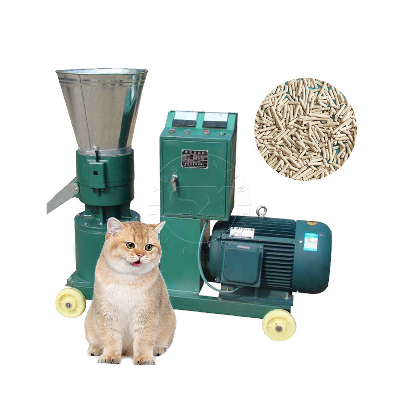 Ligne de production de litière pour chats avec granulateur à matrices plates et choix de matières premières variés